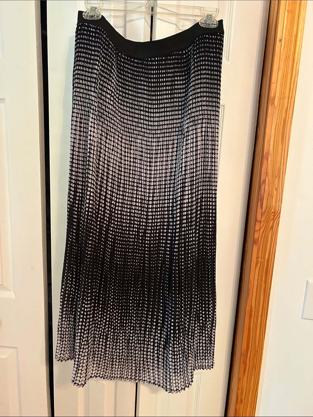 Kim Rogers Black and White Ombre Dot Pleated Maxi Skirt